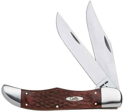 Case XX #00189 - Folding Hunter - Jigged Dymalux Rosewood with Leather Sheath