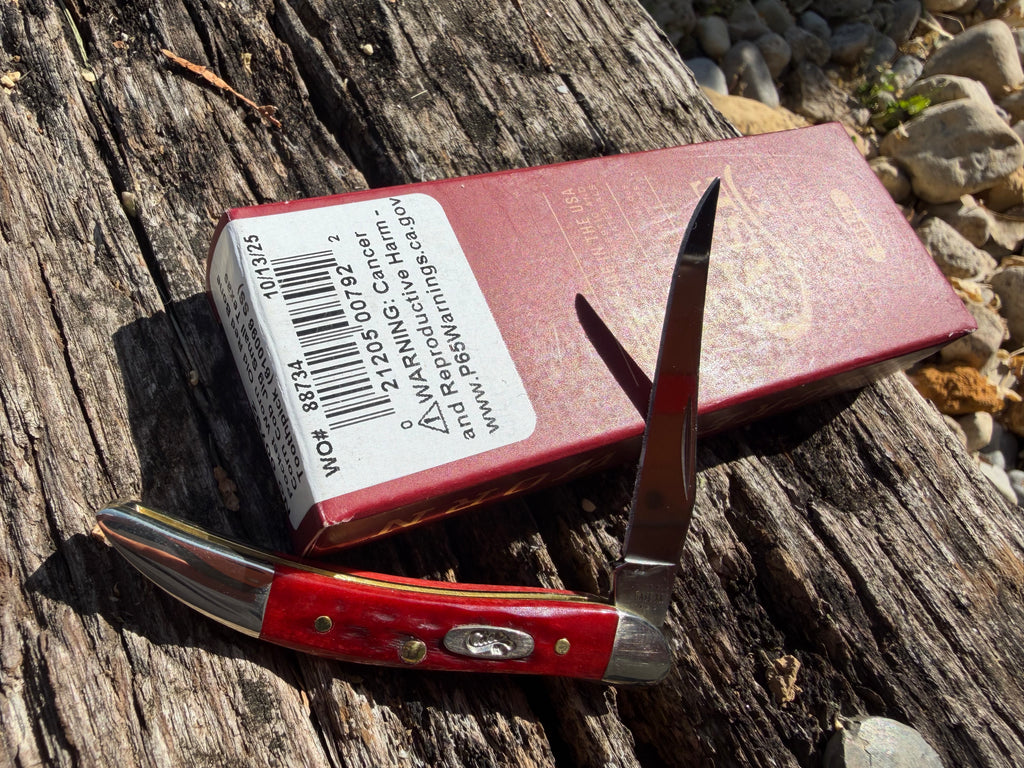 Case XX #00792 - Texas Toothpick/Small - Pocket Worn Old Red Bone Corn Cob Jig