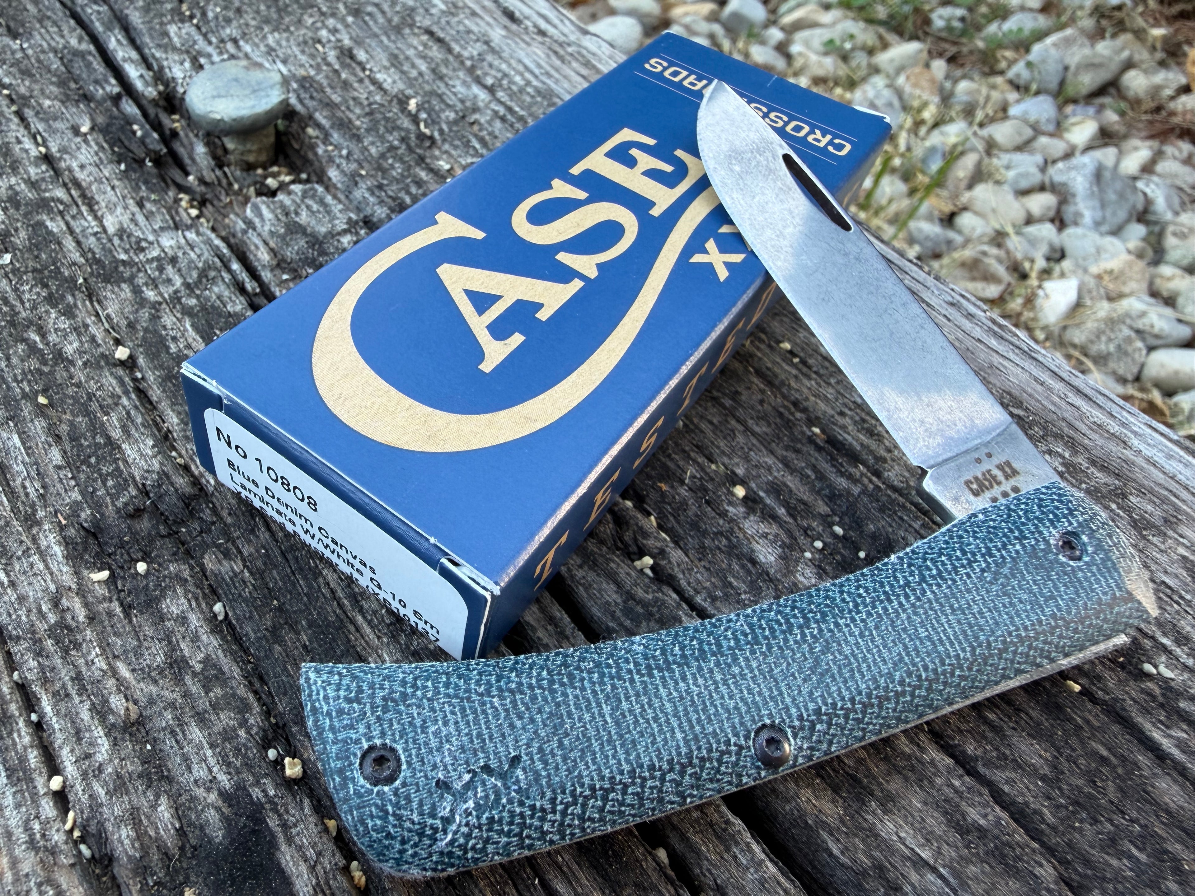 Case XX #10808 - Sod Buster Jr. - Blue Denim/White G-10 Liner *DISCONTINUED*