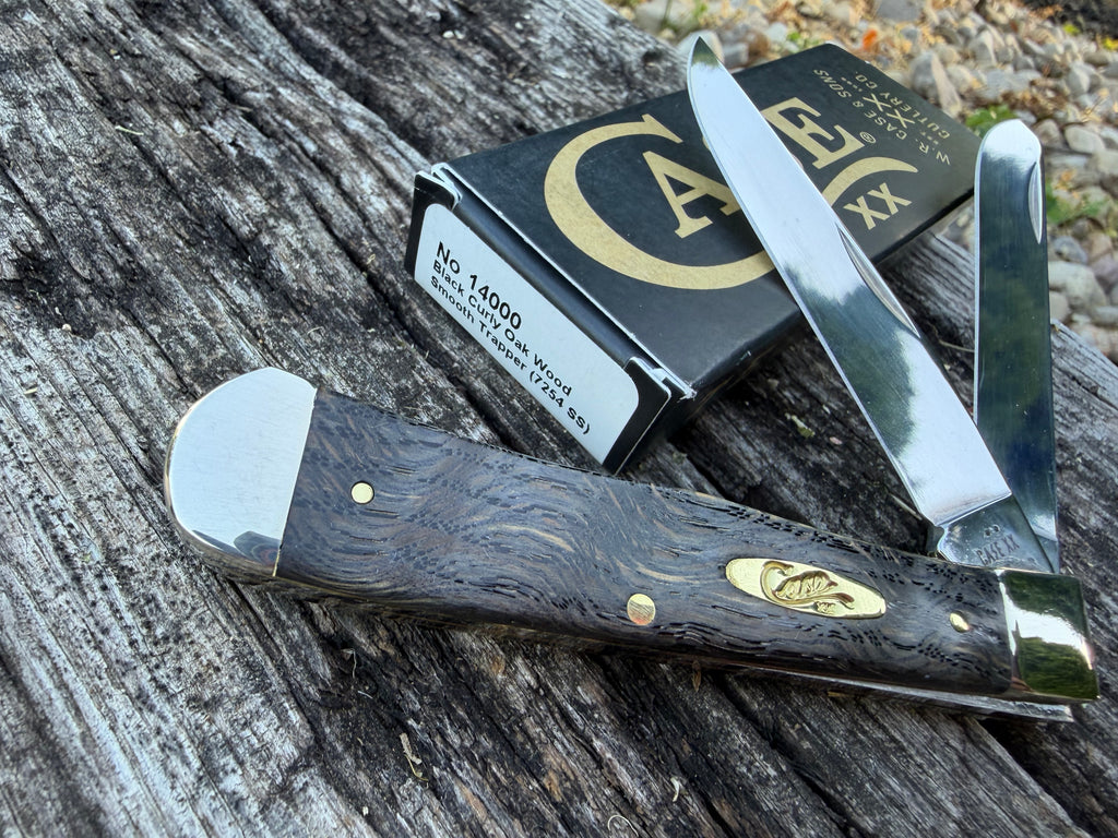 Case XX #14000 - Trapper - Smooth Black Curly Oak Wood