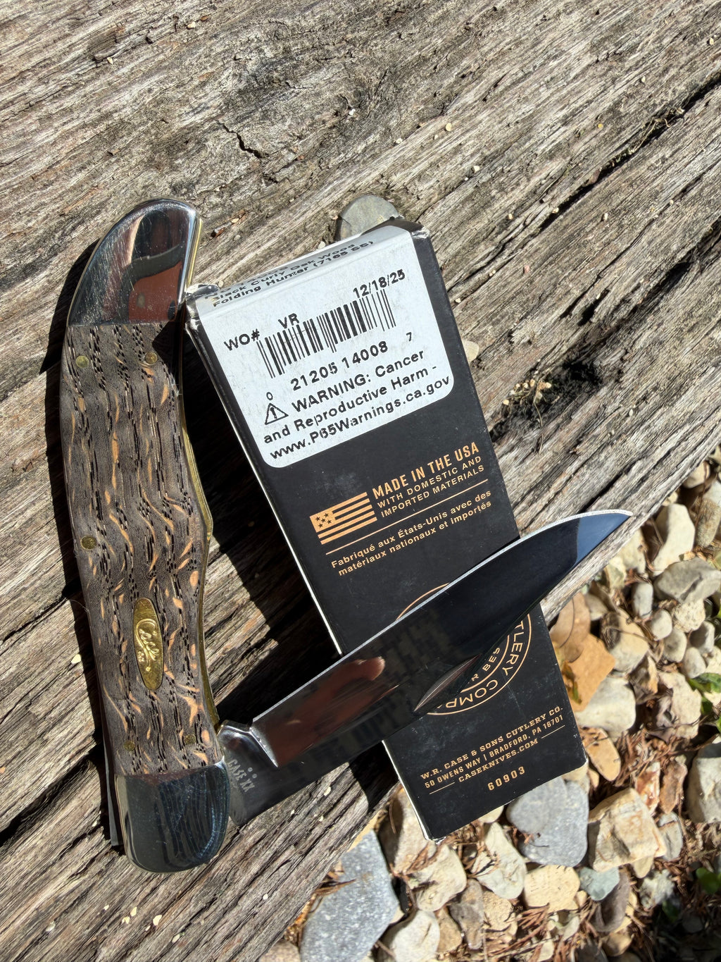 Case XX #14008 - Folding Hunter - Smooth Black Curly Oak