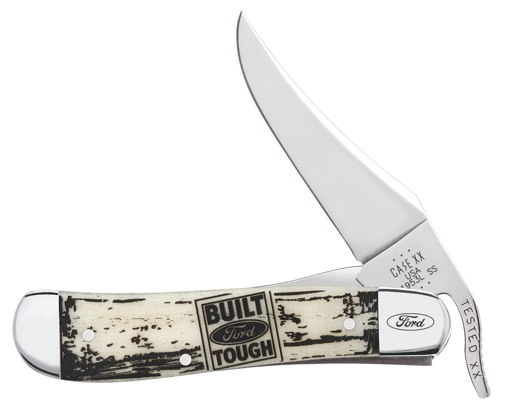 Case XX #14341 - Russlock - 'Built Ford Tough' Natural Bone