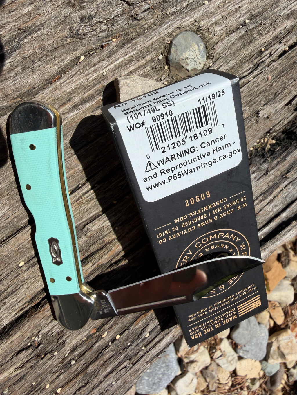 Case XX #18109 - Mini Copperlock - Seafoam Green G-10 Smooth