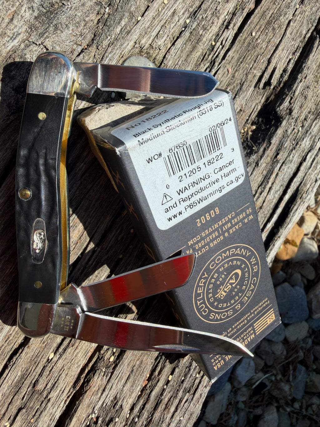 Case XX #18222 - Medium Stockman - Rough Black Synthetic