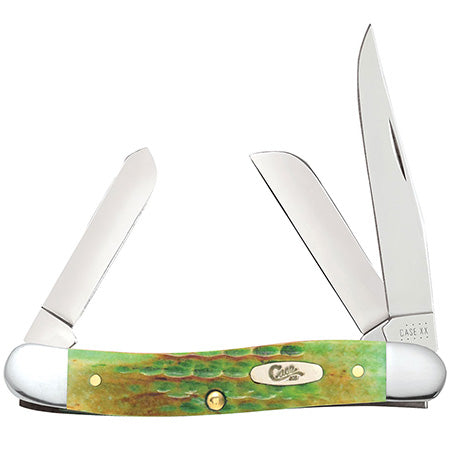 Case XX #22846 - Stockman Medium - Lizard Skin Burnt Bright Green Bone