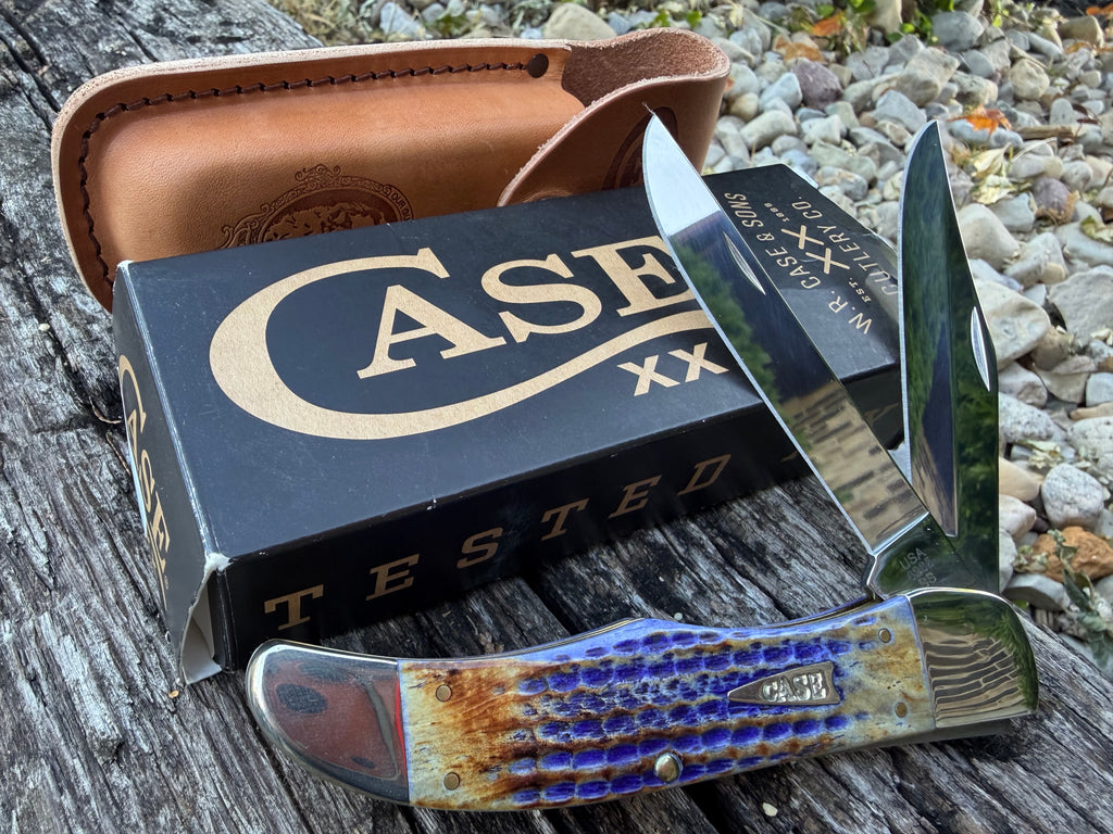 Case XX *SMKW Exclusive* #39436 - Folding Hunter - Ultra Violet PB&J Bone With Sheath