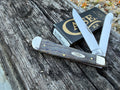 Case XX #47490 - Trapper - Smooth Blue Curly Oak Wood