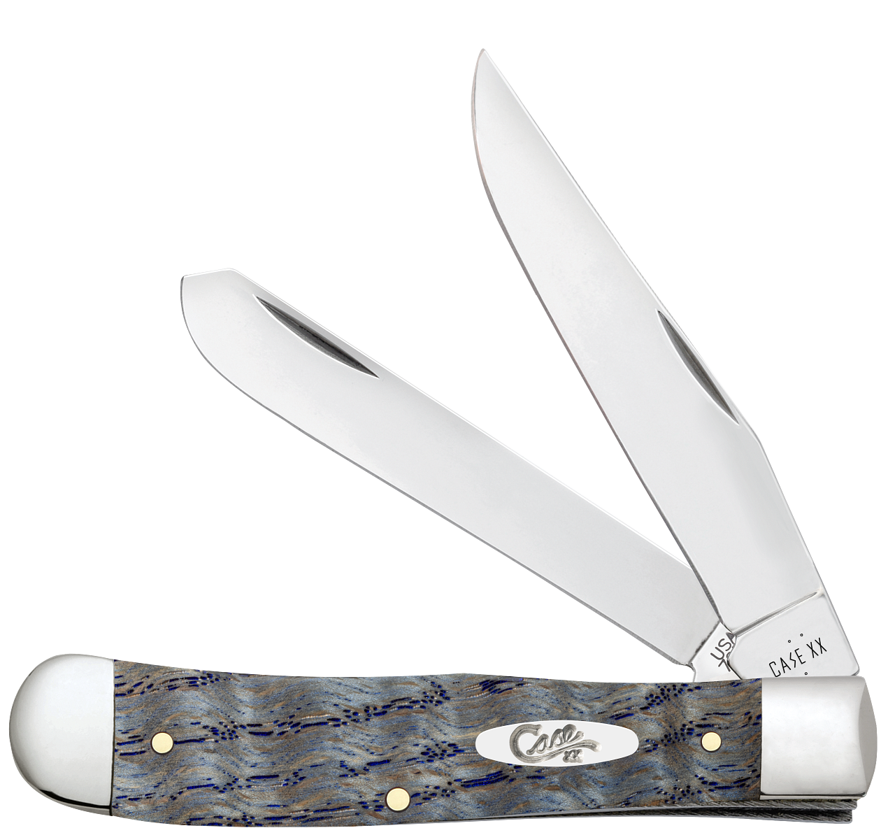 Case XX #47490 - Trapper - Smooth Blue Curly Oak Wood