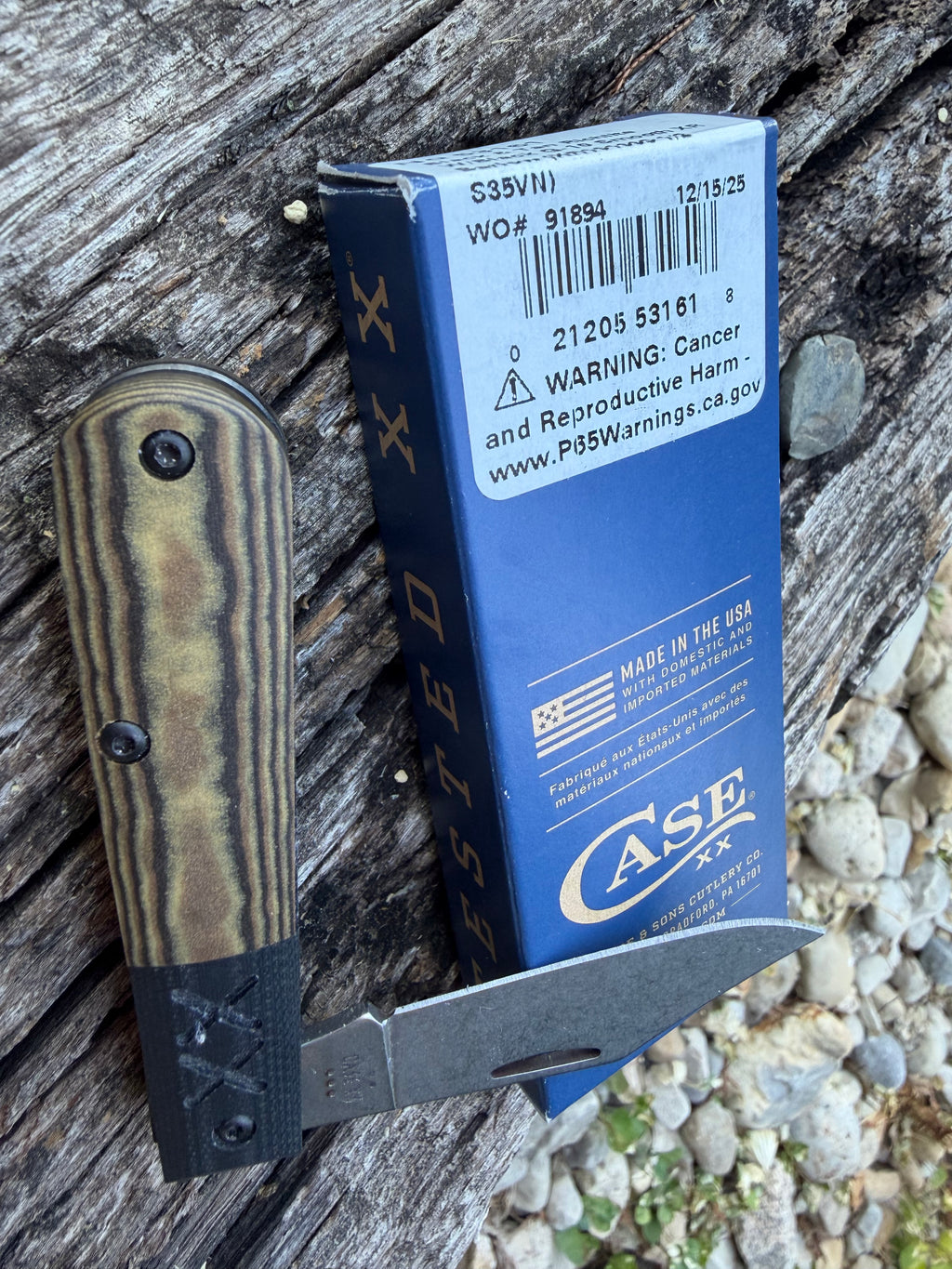 Case XX #53161 - Barlow - Crossroads XR Black/Tan Richlite Black G-10 Bolster