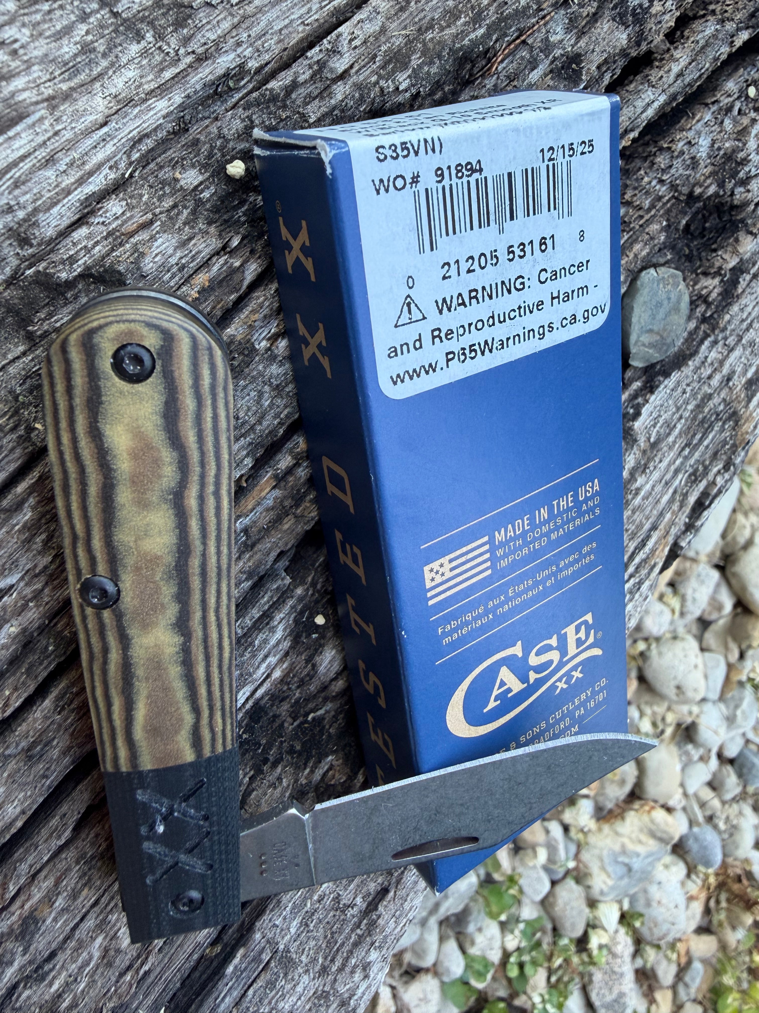 Case XX #53161 - Barlow - Crossroads XR Black/Tan Richlite Black G-10 Bolster