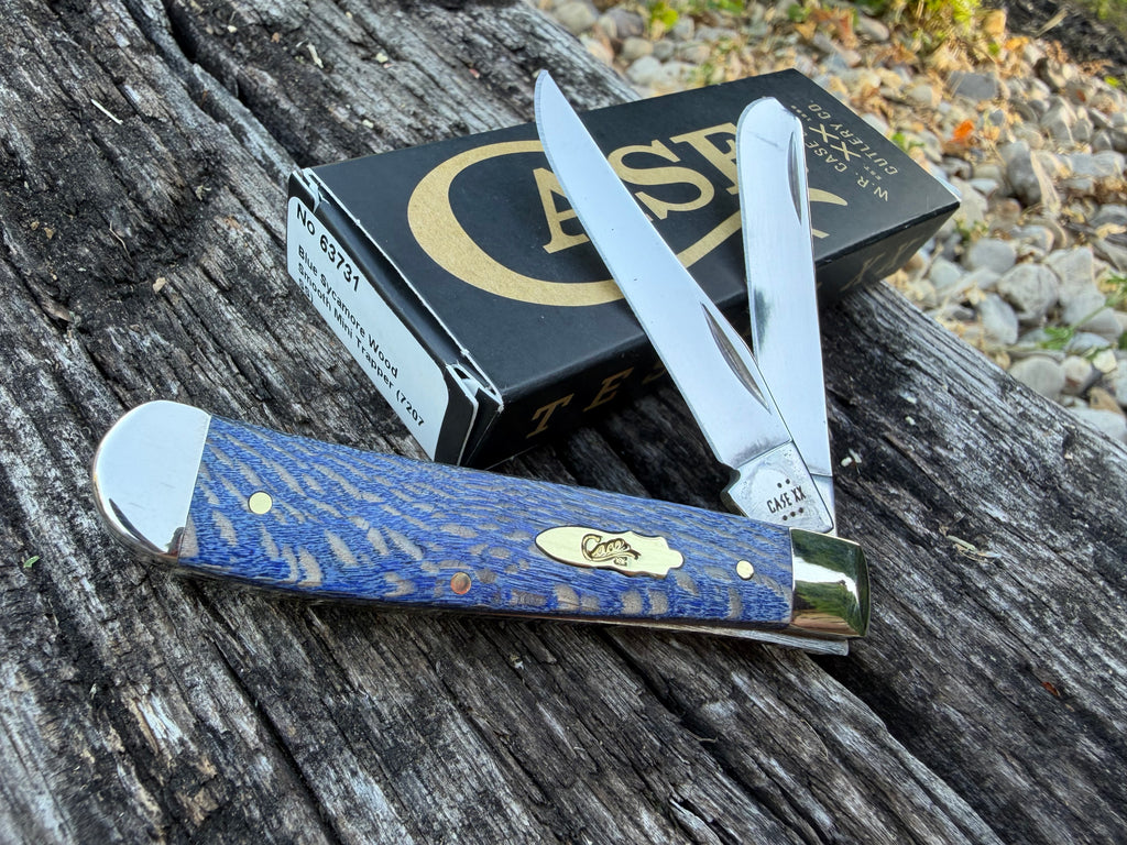 Case XX #63731 - Mini Trapper - Blue Sycamore Wood, Smooth