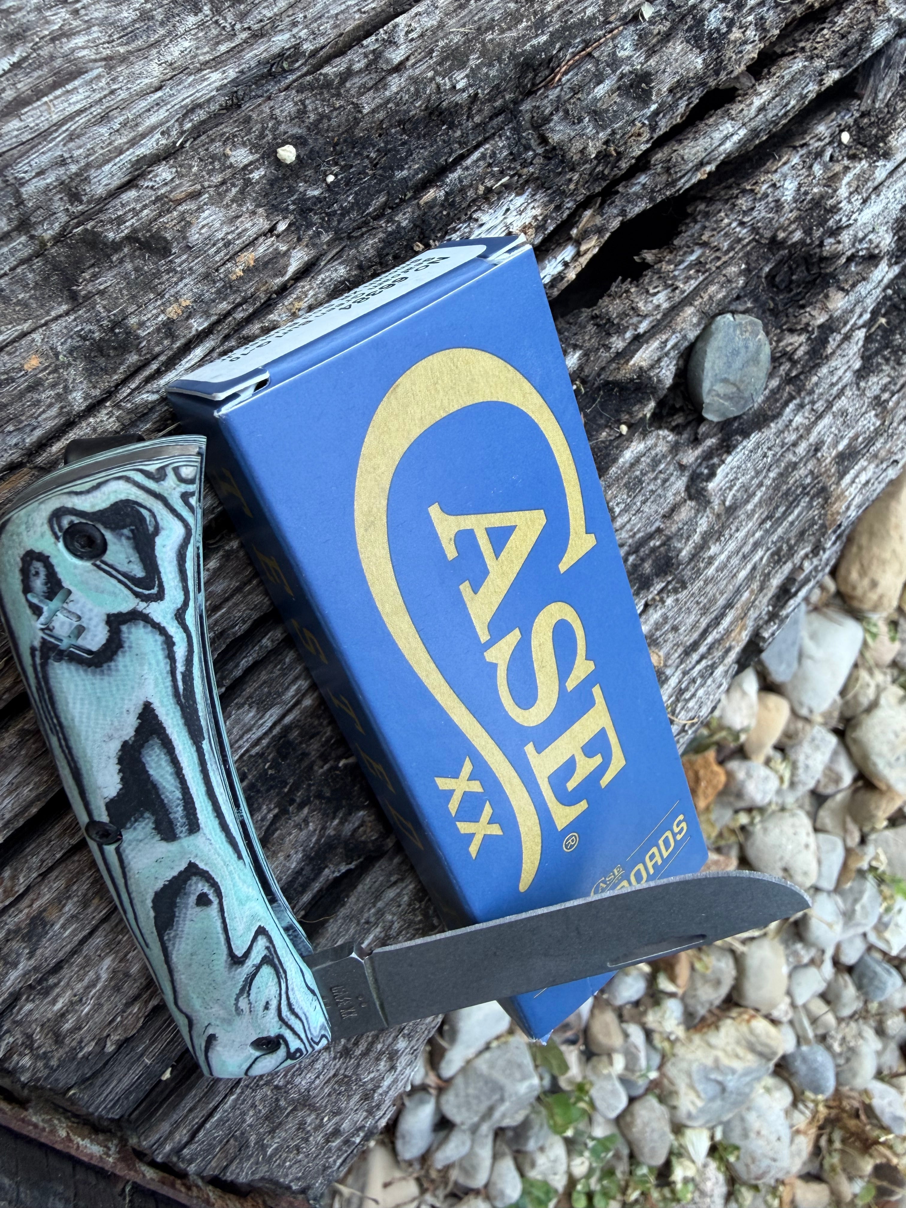 Case XX #66384 - Sod Buster Jr. - Seafoam Green Burl G-10 with Clip