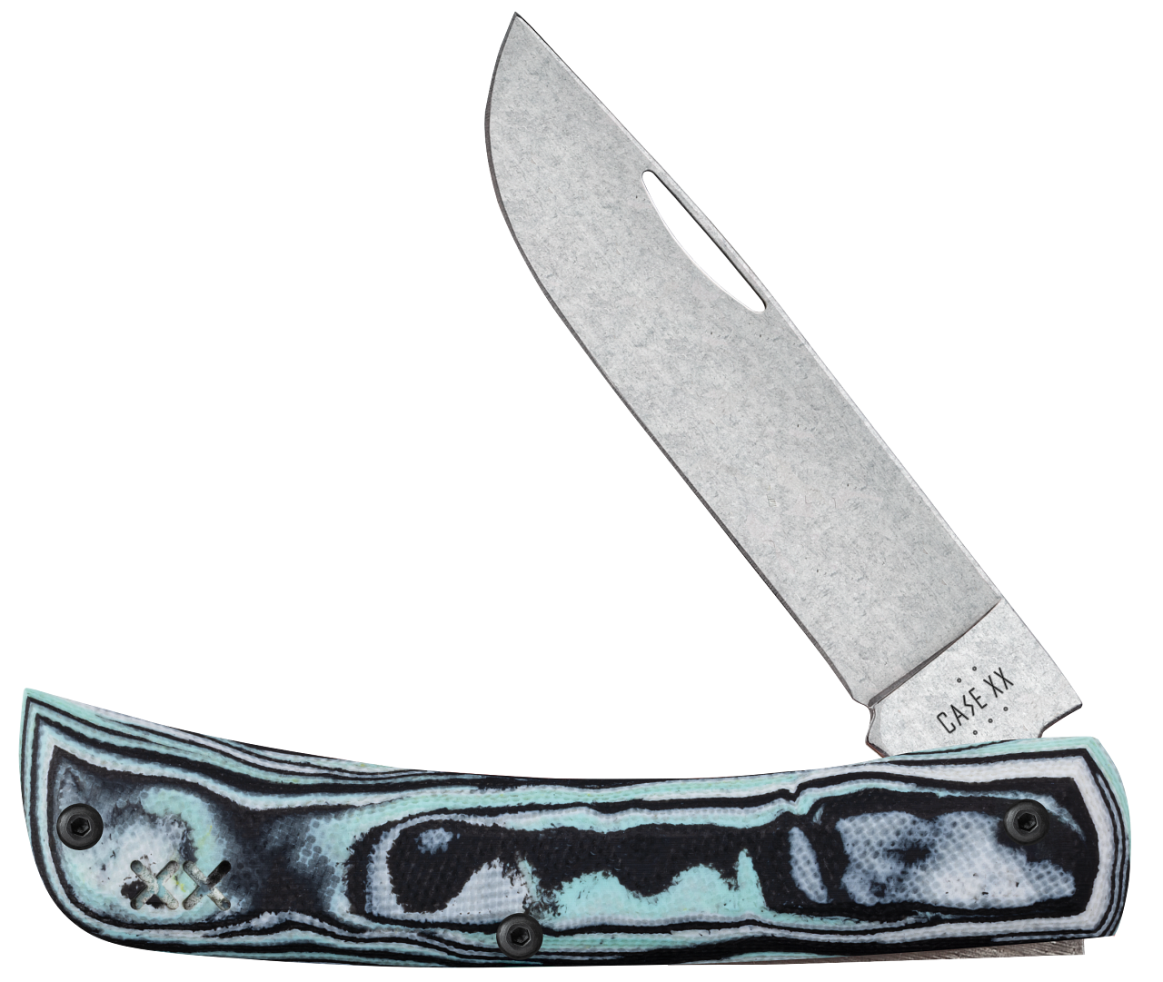 Case XX #66384 - Sod Buster Jr. - Seafoam Green Burl G-10 with Clip