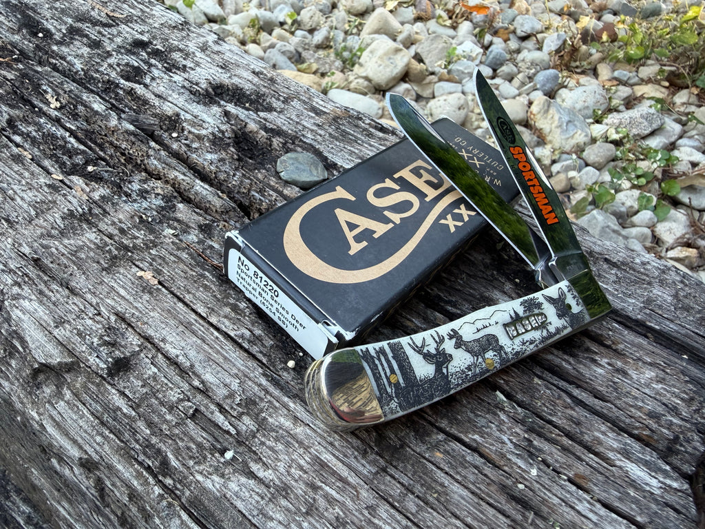 Case XX #81220 - Trapper Sportsman w/ Deer - Natural Smooth Bone